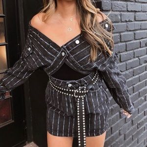 PacSun cropped striped denim jacket